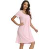 imageWiWi Viscose from Bamboo Nightgowns for Women Short Sleeve Night Shirts Pleated Sleep Shirt Plus Size Nightshirt S3XApink