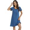imageWiWi Viscose from Bamboo Nightgowns for Women Short Sleeve Night Shirts Pleated Sleep Shirt Plus Size Nightshirt S3XAprussian Blue