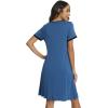 imageWiWi Viscose from Bamboo Nightgowns for Women Short Sleeve Night Shirts Pleated Sleep Shirt Plus Size Nightshirt S3XAprussian Blue