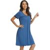 imageWiWi Viscose from Bamboo Nightgowns for Women Short Sleeve Night Shirts Pleated Sleep Shirt Plus Size Nightshirt S3XAprussian Blue