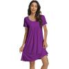imageWiWi Viscose from Bamboo Nightgowns for Women Short Sleeve Night Shirts Pleated Sleep Shirt Plus Size Nightshirt S3XApurple