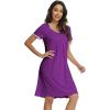 imageWiWi Viscose from Bamboo Nightgowns for Women Short Sleeve Night Shirts Pleated Sleep Shirt Plus Size Nightshirt S3XApurple