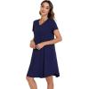 imageWiWi Viscose from Bamboo Nightgowns for Women Short Sleeve Pajama Dress Vneck Summer Night Shirts SXXLNavy