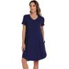 imageWiWi Viscose from Bamboo Nightgowns for Women Short Sleeve Pajama Dress Vneck Summer Night Shirts SXXLNavy