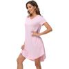 imageWiWi Viscose from Bamboo Nightgowns for Women Short Sleeve Pajama Dress Vneck Summer Night Shirts SXXLPink