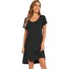 imageWiWi Viscose from Bamboo Nightgowns for Women Soft Short Raglan Sleeve Pajama Gowns Nightshirts SXXLBlack