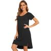 imageWiWi Viscose from Bamboo Nightgowns for Women Soft Short Raglan Sleeve Pajama Gowns Nightshirts SXXLBlack