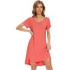 imageWiWi Viscose from Bamboo Nightgowns for Women Soft Short Raglan Sleeve Pajama Gowns Nightshirts SXXLCoral