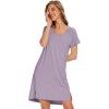 imageWiWi Viscose from Bamboo Nightgowns for Women Soft Short Raglan Sleeve Pajama Gowns Nightshirts SXXLViolet