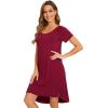 imageWiWi Viscose from Bamboo Nightgowns for Women Soft Short Raglan Sleeve Pajama Gowns Nightshirts SXXLWine