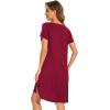 imageWiWi Viscose from Bamboo Nightgowns for Women Soft Short Raglan Sleeve Pajama Gowns Nightshirts SXXLWine