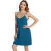 imageWiWi Viscose from Bamboo Nightgowns for Women Spaghetti Strap Sleep Dress Sexy Chemises Nightshirt SXXLTeal Blue