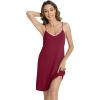 imageWiWi Viscose from Bamboo Nightgowns for Women Spaghetti Strap Sleep Dress Sexy Chemises Nightshirt SXXLWine