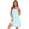 imageWiWi Viscose from Bamboo Nightgowns for Women Summer Tank Pajama Gowns Sleeveless Sleep Shirts SXXLAqua