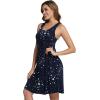 imageWiWi Viscose from Bamboo Nightgowns for Women Summer Tank Pajama Gowns Sleeveless Sleep Shirts SXXLNavy Stars