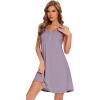 imageWiWi Viscose from Bamboo Nightgowns for Women Summer Tank Pajama Gowns Sleeveless Sleep Shirts SXXLViolet