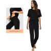imageWiWi Viscose from Bamboo Pajamas Set for Women Short Sleeve Loungewear 2 Piece Outfit Long Pants Jogger Sets Pjs SXXLBlack
