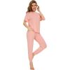 imageWiWi Viscose from Bamboo Pajamas Set for Women Short Sleeve Loungewear 2 Piece Outfit Long Pants Jogger Sets Pjs SXXLBlush Pink
