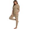 imageWiWi Viscose from Bamboo Pajamas Set for Women Short Sleeve Loungewear 2 Piece Outfit Long Pants Jogger Sets Pjs SXXLBrown Leopard
