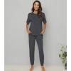 imageWiWi Viscose from Bamboo Pajamas Set for Women Short Sleeve Loungewear 2 Piece Outfit Long Pants Jogger Sets Pjs SXXLCharcoal