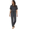 imageWiWi Viscose from Bamboo Pajamas Set for Women Short Sleeve Loungewear 2 Piece Outfit Long Pants Jogger Sets Pjs SXXLCharcoal
