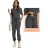 imageWiWi Viscose from Bamboo Pajamas Set for Women Short Sleeve Loungewear 2 Piece Outfit Long Pants Jogger Sets Pjs SXXLCharcoal Heather