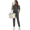imageWiWi Viscose from Bamboo Pajamas Set for Women Short Sleeve Loungewear 2 Piece Outfit Long Pants Jogger Sets Pjs SXXLCharcoal Heather