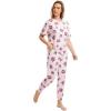 imageWiWi Viscose from Bamboo Pajamas Set for Women Short Sleeve Loungewear 2 Piece Outfit Long Pants Jogger Sets Pjs SXXLCoffee Cup