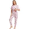 imageWiWi Viscose from Bamboo Pajamas Set for Women Short Sleeve Loungewear 2 Piece Outfit Long Pants Jogger Sets Pjs SXXLCoffee Cup