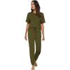 imageWiWi Viscose from Bamboo Pajamas Set for Women Short Sleeve Loungewear 2 Piece Outfit Long Pants Jogger Sets Pjs SXXLDark Army Green