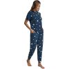 imageWiWi Viscose from Bamboo Pajamas Set for Women Short Sleeve Loungewear 2 Piece Outfit Long Pants Jogger Sets Pjs SXXLDark Navy Star