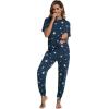 imageWiWi Viscose from Bamboo Pajamas Set for Women Short Sleeve Loungewear 2 Piece Outfit Long Pants Jogger Sets Pjs SXXLDark Navy Star