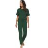 imageWiWi Viscose from Bamboo Pajamas Set for Women Short Sleeve Loungewear 2 Piece Outfit Long Pants Jogger Sets Pjs SXXLDeep Green