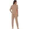imageWiWi Viscose from Bamboo Pajamas Set for Women Short Sleeve Loungewear 2 Piece Outfit Long Pants Jogger Sets Pjs SXXLKhaki