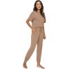 imageWiWi Viscose from Bamboo Pajamas Set for Women Short Sleeve Loungewear 2 Piece Outfit Long Pants Jogger Sets Pjs SXXLKhaki