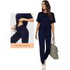 imageWiWi Viscose from Bamboo Pajamas Set for Women Short Sleeve Loungewear 2 Piece Outfit Long Pants Jogger Sets Pjs SXXLNavy