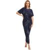 imageWiWi Viscose from Bamboo Pajamas Set for Women Short Sleeve Loungewear 2 Piece Outfit Long Pants Jogger Sets Pjs SXXLNavy Stars