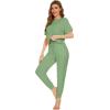 imageWiWi Viscose from Bamboo Pajamas Set for Women Short Sleeve Loungewear 2 Piece Outfit Long Pants Jogger Sets Pjs SXXLPea Green