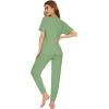 imageWiWi Viscose from Bamboo Pajamas Set for Women Short Sleeve Loungewear 2 Piece Outfit Long Pants Jogger Sets Pjs SXXLPea Green