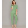 imageWiWi Viscose from Bamboo Pajamas Set for Women Short Sleeve Loungewear 2 Piece Outfit Long Pants Jogger Sets Pjs SXXLPea Green