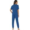 imageWiWi Viscose from Bamboo Pajamas Set for Women Short Sleeve Loungewear 2 Piece Outfit Long Pants Jogger Sets Pjs SXXLPrussian Blue