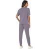 imageWiWi Viscose from Bamboo Pajamas Set for Women Short Sleeve Loungewear 2 Piece Outfit Long Pants Jogger Sets Pjs SXXLPurplish Grey