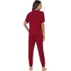 imageWiWi Viscose from Bamboo Pajamas Set for Women Short Sleeve Loungewear 2 Piece Outfit Long Pants Jogger Sets Pjs SXXLWine