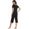 imageWiWi Viscose from Bamboo Pajamas Set for Women Soft Short Sleeve Tops Capri Pants Sleepwear Plus Size Pjs Sets S3XAblack
