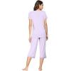 imageWiWi Viscose from Bamboo Pajamas Set for Women Soft Short Sleeve Tops Capri Pants Sleepwear Plus Size Pjs Sets S3XAtaro Purple
