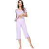 imageWiWi Viscose from Bamboo Pajamas Set for Women Soft Short Sleeve Tops Capri Pants Sleepwear Plus Size Pjs Sets S3XAtaro Purple