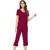 imageWiWi Viscose from Bamboo Pajamas Set for Women Soft Short Sleeve Tops Capri Pants Sleepwear Plus Size Pjs Sets S3XAwine