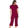 imageWiWi Viscose from Bamboo Pajamas Set for Women Soft Short Sleeve Tops Capri Pants Sleepwear Plus Size Pjs Sets S3XAwine