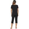 imageWiWi Viscose from Bamboo Pajamas Set for Women Soft Short Sleeve Tops Capri Pants Sleepwear Plus Size Pjs Sets S3XBblack