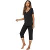 imageWiWi Viscose from Bamboo Pajamas Set for Women Soft Short Sleeve Tops Capri Pants Sleepwear Plus Size Pjs Sets S3XBblack